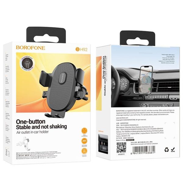 Borofone BH92 Grand One-button Air Outlet Car Holder(Black) - Image 5