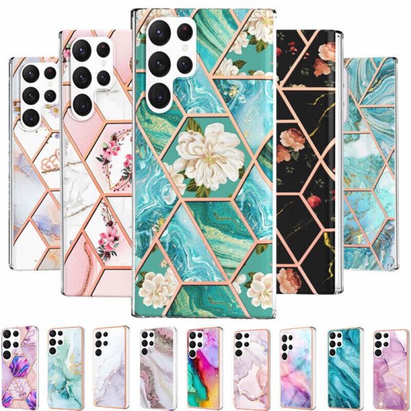 For Samsung Galaxy S23 S22 Ultra Plus S21FE Case Marble Pattern Slim Design Cover