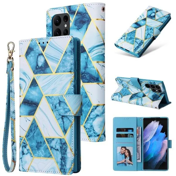 Marble Wallet Case For Samsung Galaxy S Series Card Holder Leather Flip Cover - Image 3
