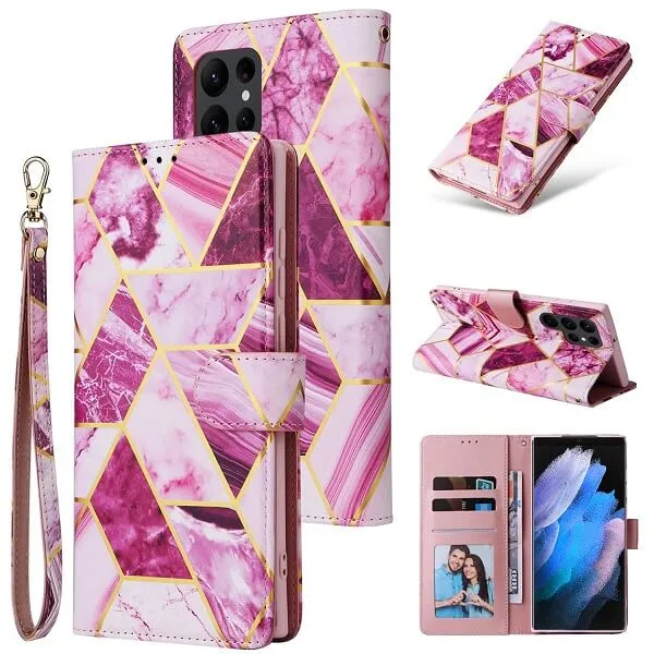Marble Wallet Case For Samsung Galaxy S Series Card Holder Leather Flip Cover - Image 4