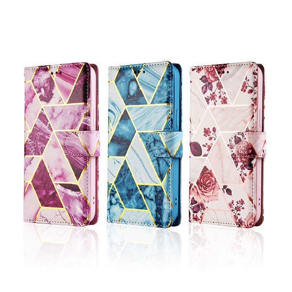 Marble Wallet Case For iPhone 14 Pro Max Plus Card Holder Leather 360 Flip Cover