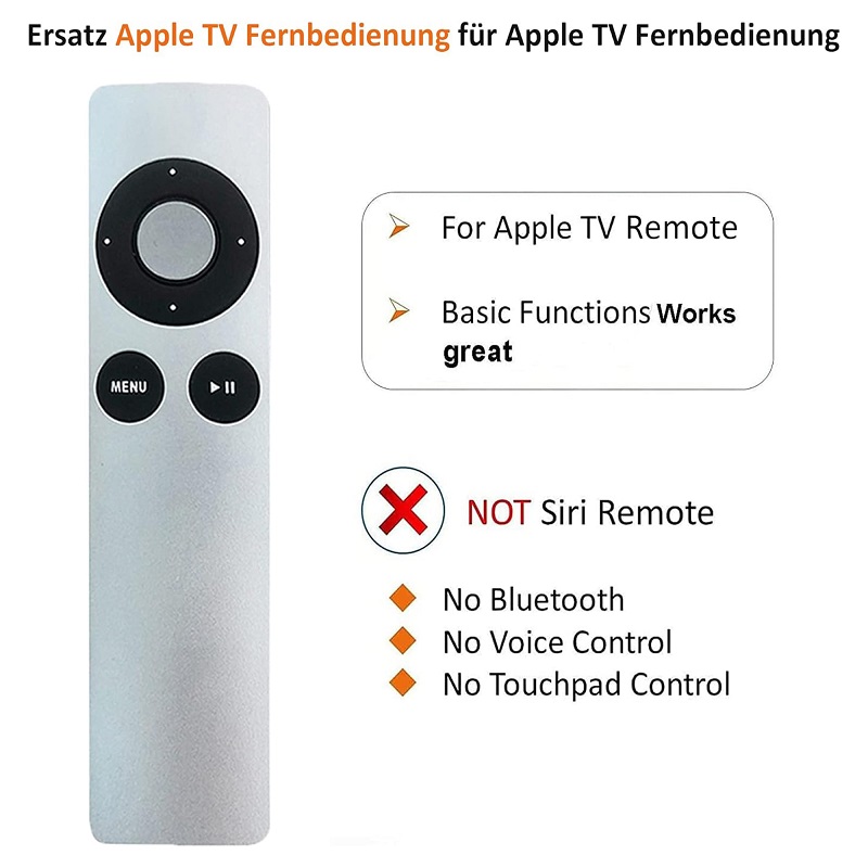 New Replacement Apple TV Remote Control, Apple Tv 1 2 3 Generation Remote Macbook Pro, Easy Setup – White