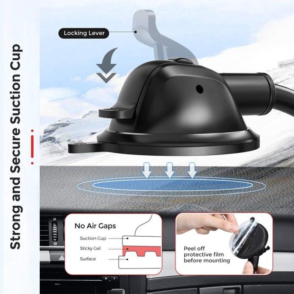 TRANYOO (T-Z18) Windshield /Dashboard Strong Suction Cup Telescopic Arm Design Hands Free Car Phone Mount Holder - Image 3