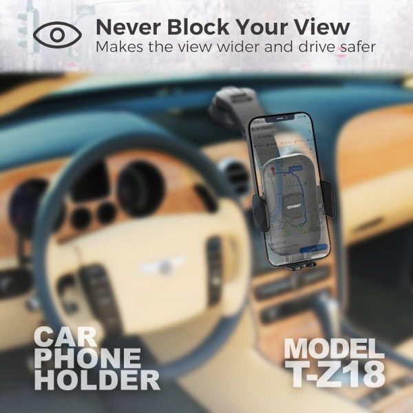 TRANYOO (T-Z18) Windshield /Dashboard Strong Suction Cup Telescopic Arm Design Hands Free Car Phone Mount Holder - Image 2