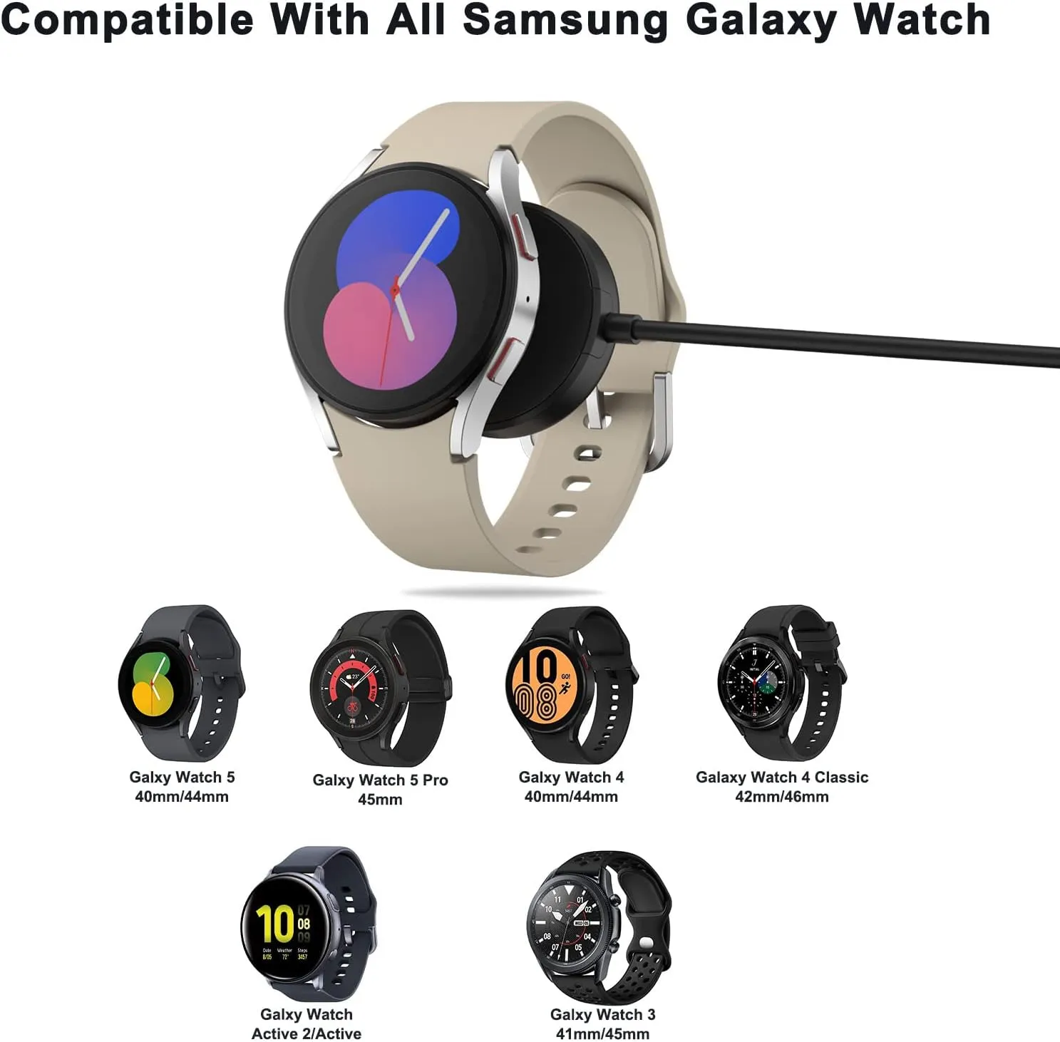 1M Charger Cable for Samsung Galaxy Watch 6/6 Classic/5/5 Pro, Galaxy Watch 4/3/Active 2/Active, Replacement USB Charging Cable - Image 2