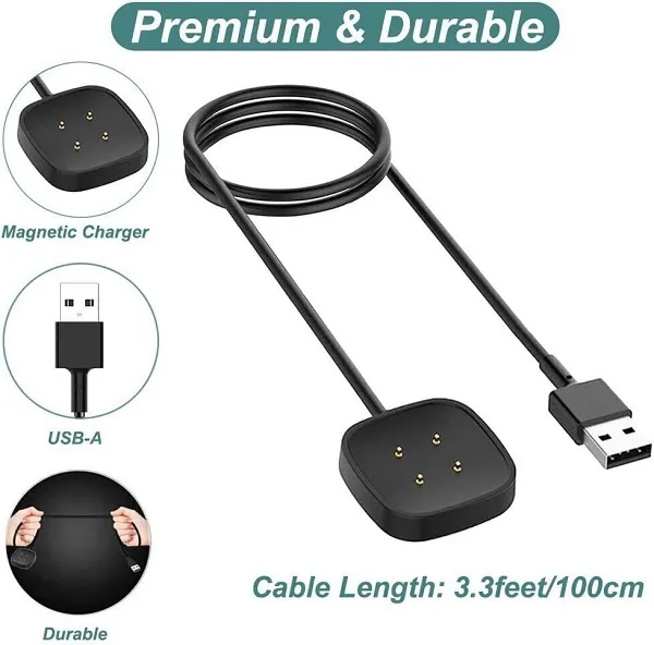 1M Charging Cable Compatible with Fitbit Versa 4/Versa 3/Sense 2/Sense Smartwatch, Magnetic Portable USB Charger Cable - Image 4