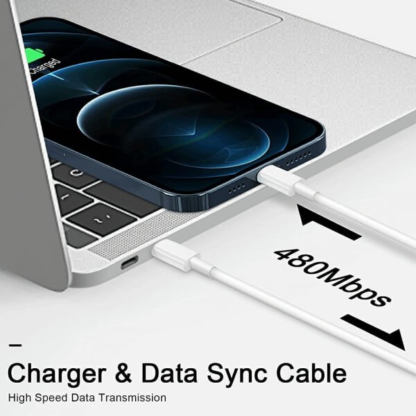 1M PD USB Type C to 8 Pin Lightning Cable PD & QC Fast Charging Cable Data Charger Cord For Apple Devices (White)