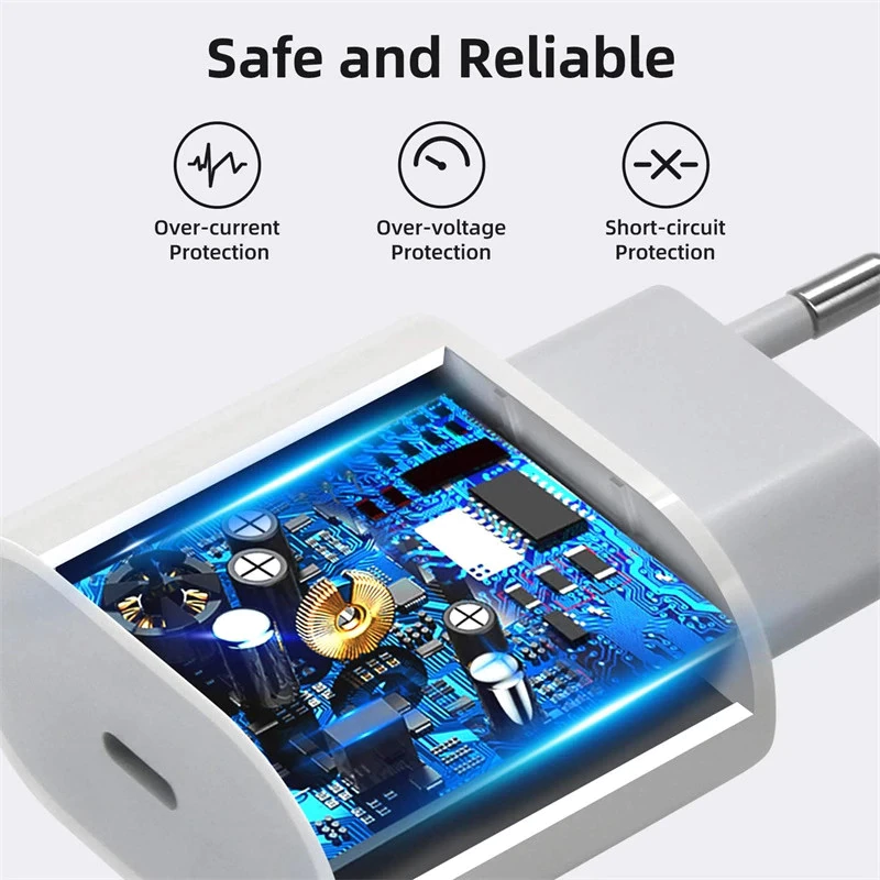 20W PD QC Fast Wall Charger New USB C Power Adapter For Samsung iPhone iPad Tablet (White) - Image 7