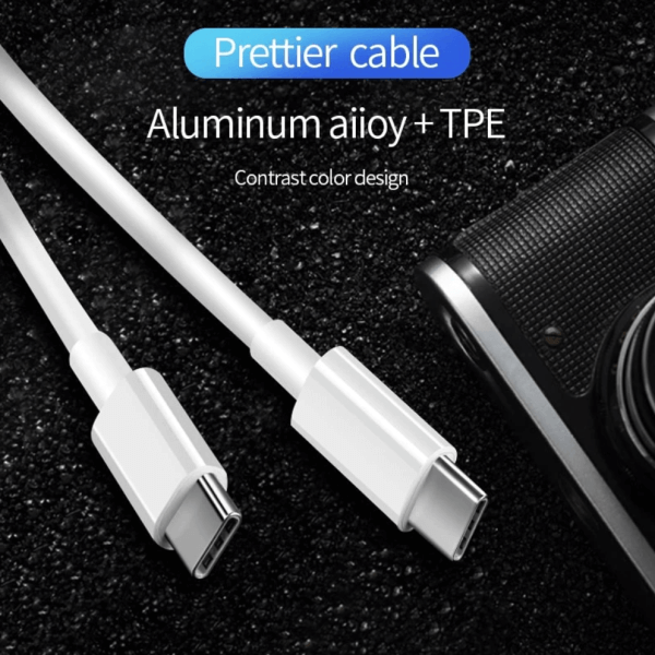 1M 100W USB C Charger Cable Cord For Apple Samsung Google Laptop Mackbook Laptop & iPad Pro (White) - Image 3
