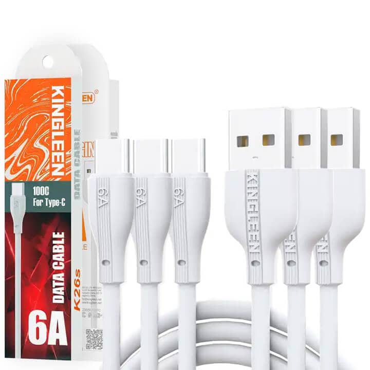 [3 Pack] Kingleen (K26S) 1M 6A USB to Type C Universal Fast Charging Data Cable Cord For Samsung Google Oppo Nokia TCL Vivo Moto