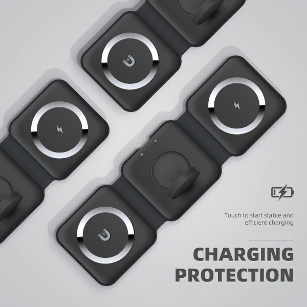 3 in 1 Wireless Charger, Wireless Charging, Wireless Magnetic Fast Charging Foldable Dock station Charger for iPhone 15/14/13/12/11/8/Pro/Max - Image 4