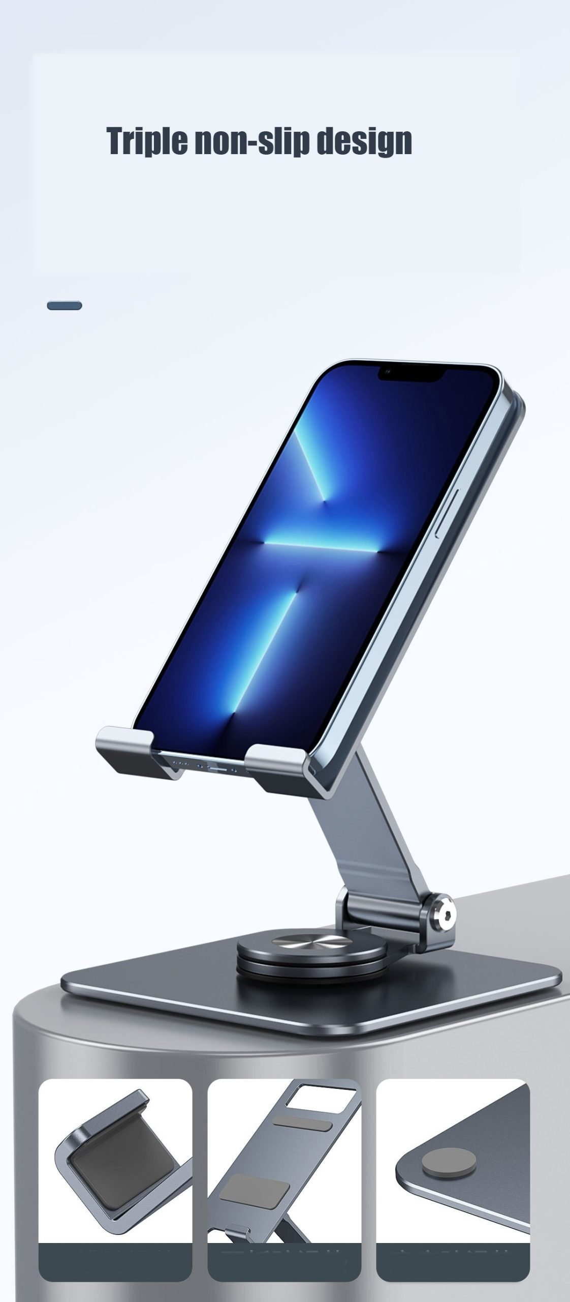 360° Rotate Metal Desk Mobile Phone Adjustable Desktop Tablet Holder Stand For iPhone iPadTab Samsung Galaxy Google Nokia Lenovo Oppo
