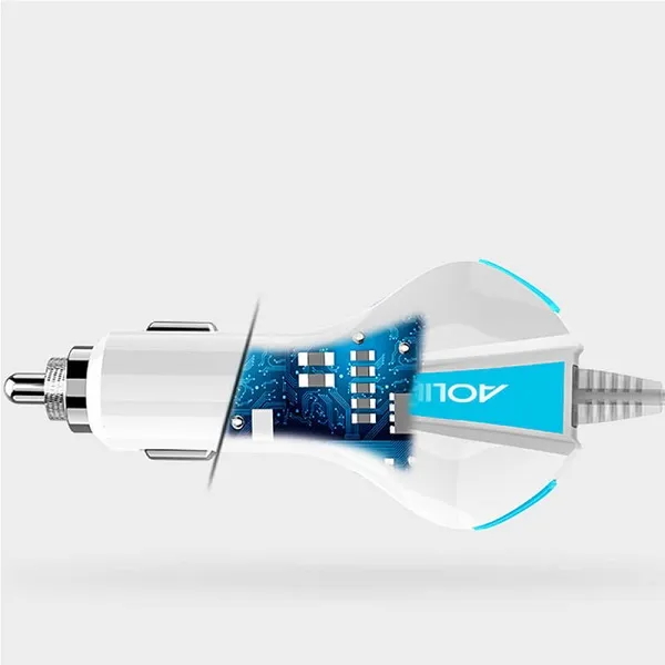 Aolike 5012 Car Phone Charger QC3.0 Dual USB Fast Charge One Drag 3in1 Universal Car Charger - Image 6