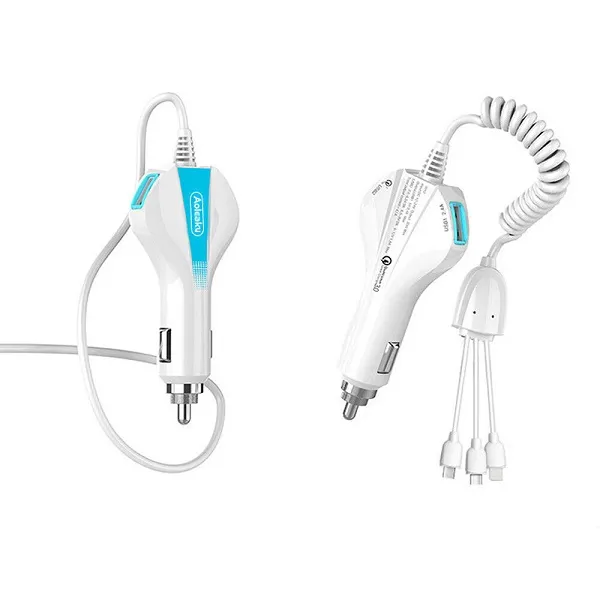 Aolike 5012 Car Phone Charger QC3.0 Dual USB Fast Charge One Drag 3in1 Universal Car Charger - Image 2