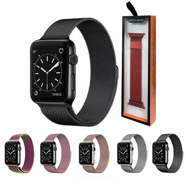 Apple Watch Series 9/8 /7 /SE /6 /5 /4 /3 /2 /1 Ultra 2 Milanese Stainless Steel Loop Strap Replacement Wrist Band 38mm 40mm 41mm 42mm 44mm 45mm 49mm
