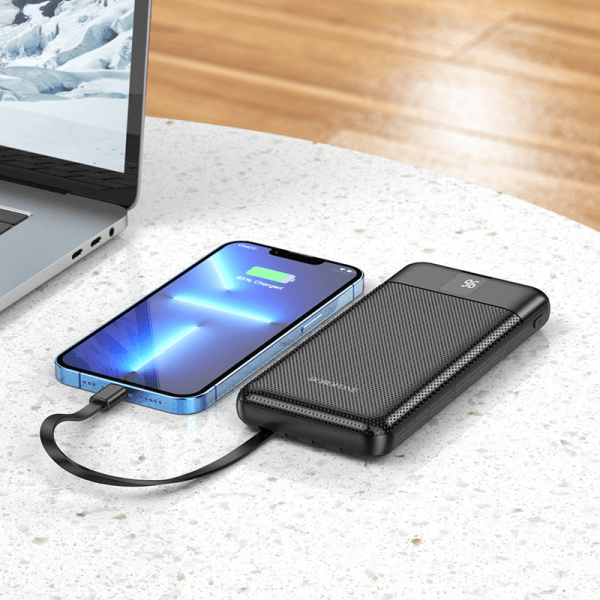 BOROFONE (BJ20) 10000mAh Fast Charging Portable 2.4A Lightning/Type C /Micro USB High Capacity Power Bank - Black - Image 7