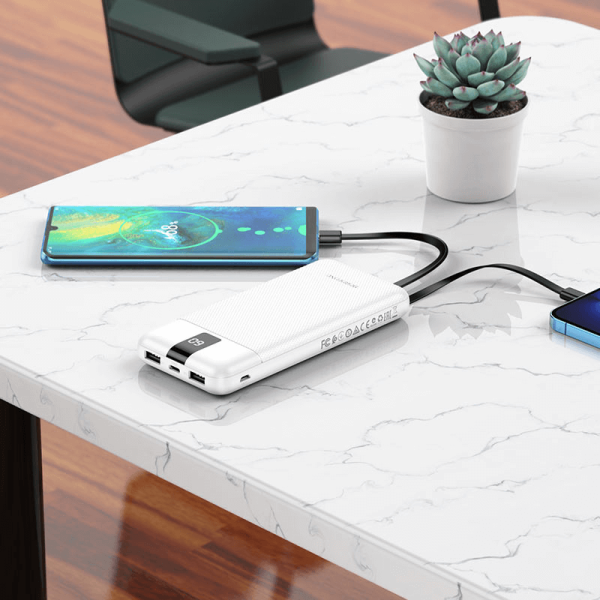 BOROFONE (BJ20) 10000mAh Fast Charging Portable 2.4A Lightning/Type C /Micro USB High Capacity Power Bank - Black - Image 6