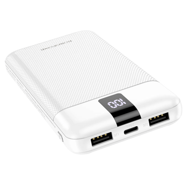 BOROFONE (BJ20) 10000mAh Fast Charging Portable 2.4A Lightning/Type C /Micro USB High Capacity Power Bank - Black - Image 5