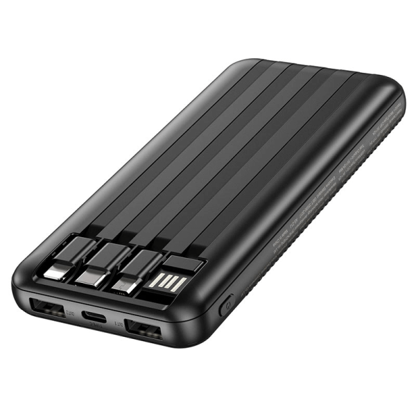 BOROFONE (BJ20) 10000mAh Fast Charging Portable 2.4A Lightning/Type C /Micro USB High Capacity Power Bank - Black - Image 4