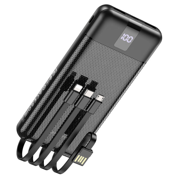 BOROFONE (BJ20) 10000mAh Fast Charging Portable 2.4A Lightning/Type C /Micro USB High Capacity Power Bank - Black - Image 2