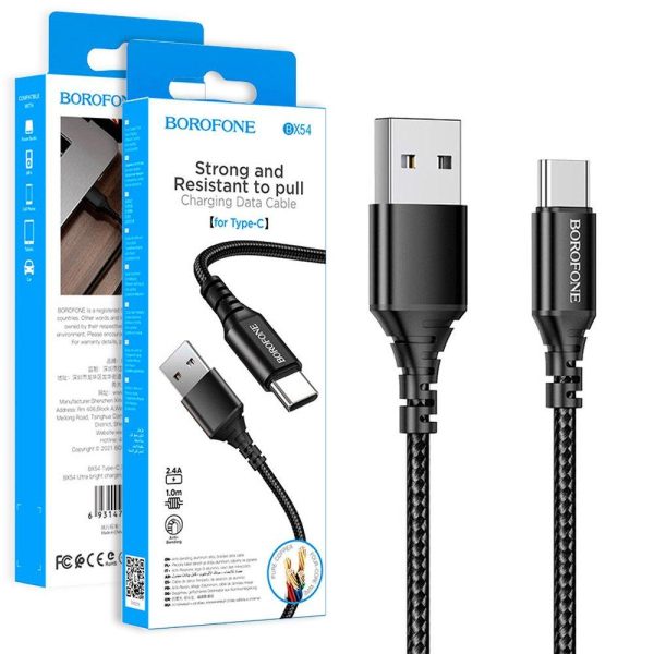 BOROFONE (BX54) 1M 2.4A USB Type C Cable Fast Charging Charger Data Sync Cable Cord