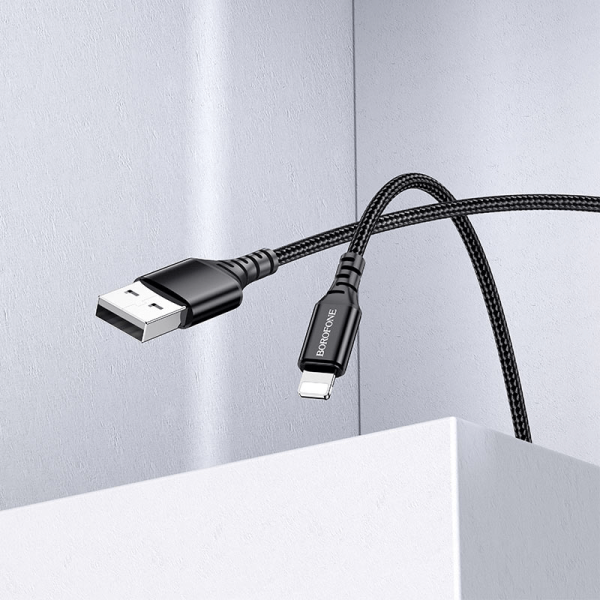 BOROFONE (BX54) 1M Fast Charging High Quality Lightning Data Sync Cable Cord For Apple iPhone iPad iPod -Black - Image 3