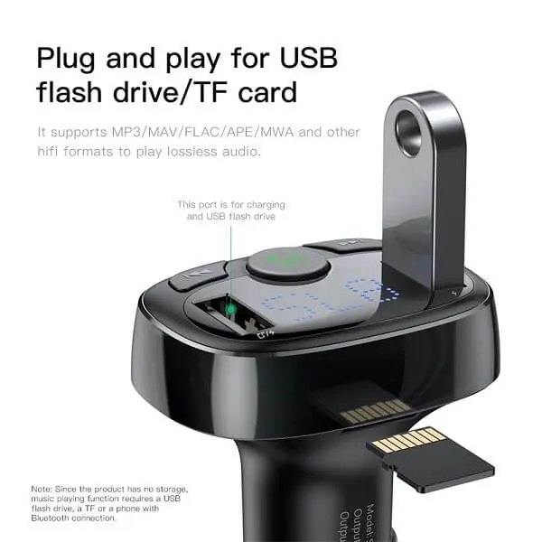 Baseus Handsfree Wireless Bluetooth FM Transmitter MP3 Music Player Dual USB Ports Car Charger Rated 5.00 out of 5 based on 3customer ratings - Image 4