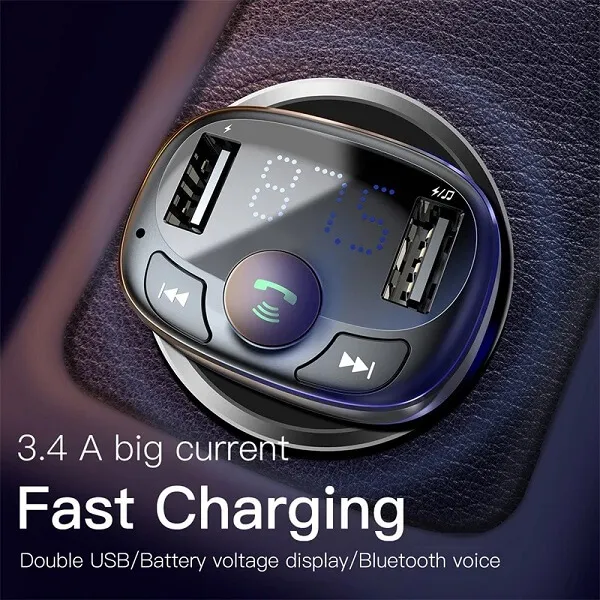 Baseus Handsfree Wireless Bluetooth FM Transmitter MP3 Music Player Dual USB Ports Car Charger Rated 5.00 out of 5 based on 3customer ratings - Image 3