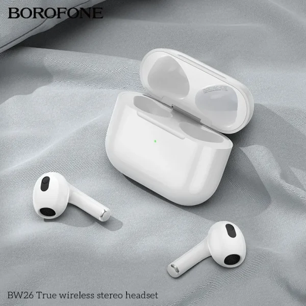 Borofone BW26 TWS Bluetooth Stereo Headset - White - Image 5