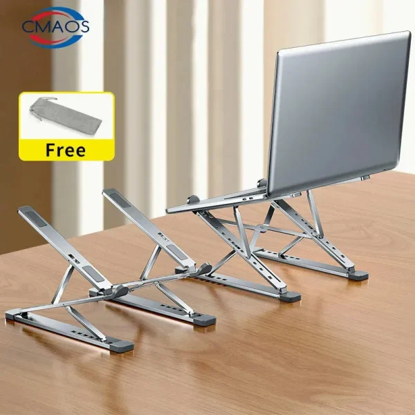 For Adjustable Aluminium Laptop Stand Computer Desk Stand Foldable Notebook Tab Universal (Silver) - Image 6