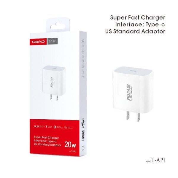 TRANYOO (AP1) 20W Wall Block Super Fast PD Standard Wall Charger Adapter Plug (White)