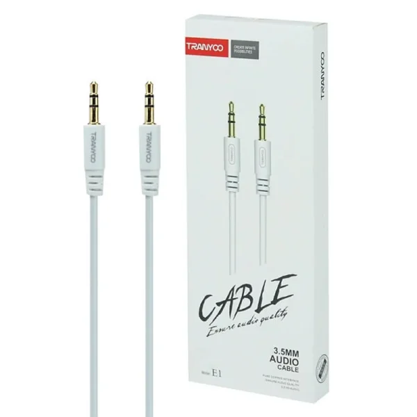 TRANYOO (E1-Aux) 1M 3.5mm high-definition audio pure copper interface Hd Audio Cable (White)