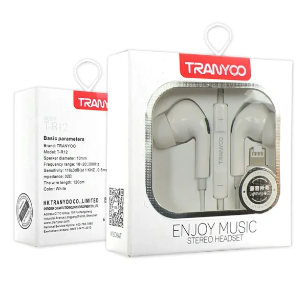 TRANYOO (T-R17) Lightning Earphones Apple Earbuds Lightning Connector(Built-in Microphone & Volume Control) Compatible with iPhone All Model