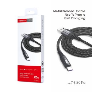 TRANYOO (T-S16C PRO) 2M 6A 100W USB Type C Cable Fast Charging Charger Data Sync Cable Cord