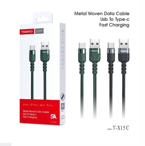 TRANYOO (TX-15C) 1M 5A USB Type C Cable Fast Charging Charger Data Sync Cable Cord