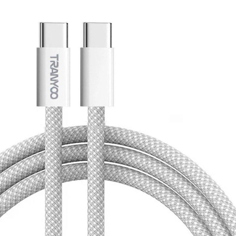 Tranyoo PD 60W Super Fast Charger USB C to Type C Braided Cable Cord For iPhone 15 Pro Max 15 Pro 15 Plus Samsung Google Nokia Android