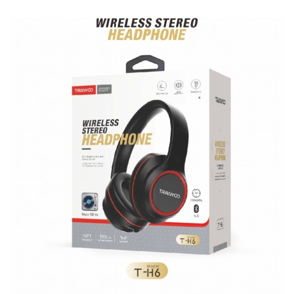Tranyoo T-H6 Wireless Bluetooth Headset Headphones With Mic Noise Cancellation Ear Stereo Built-in Microphone Volume Control Sweat Resistant Headphone