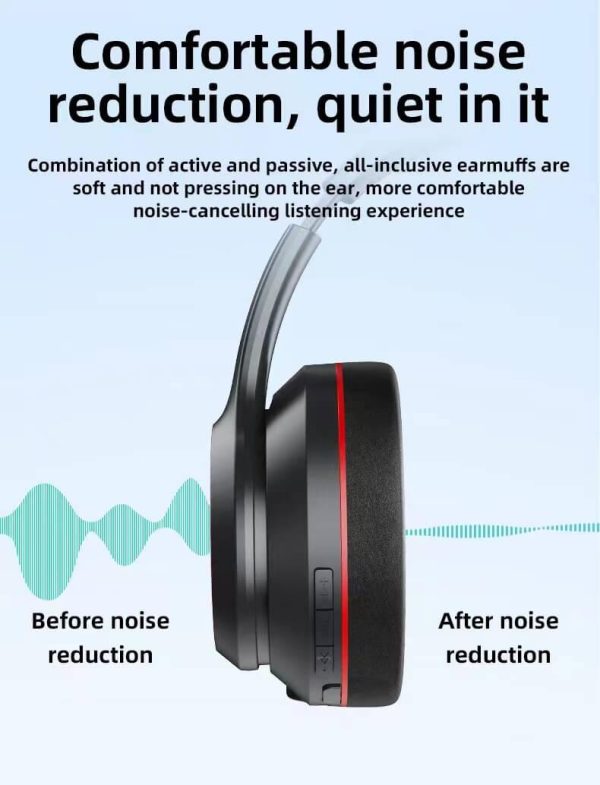 Tranyoo T-H6 Wireless Bluetooth Headset Headphones With Mic Noise Cancellation Ear Stereo Built-in Microphone Volume Control Sweat Resistant Headphone - Image 5