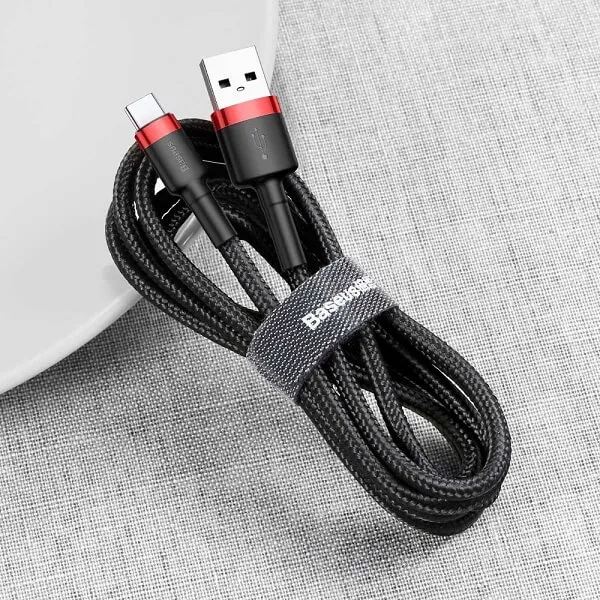 USB Type C Data Cable Fast Charging Charger Cord Baseus For Samsung Galaxy A03S A12 A41 (1M Red head+Black) - Image 3