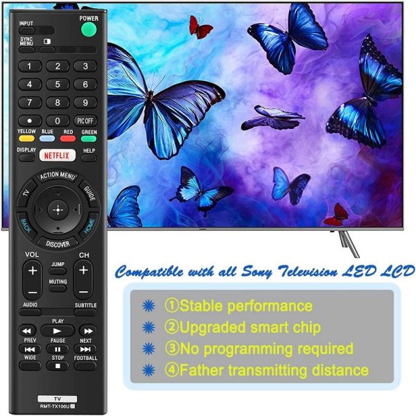 New Original Sony LED Smart TV Replacement Remote Control RMT-TX100U includes Netflix Hotkey - Image 4