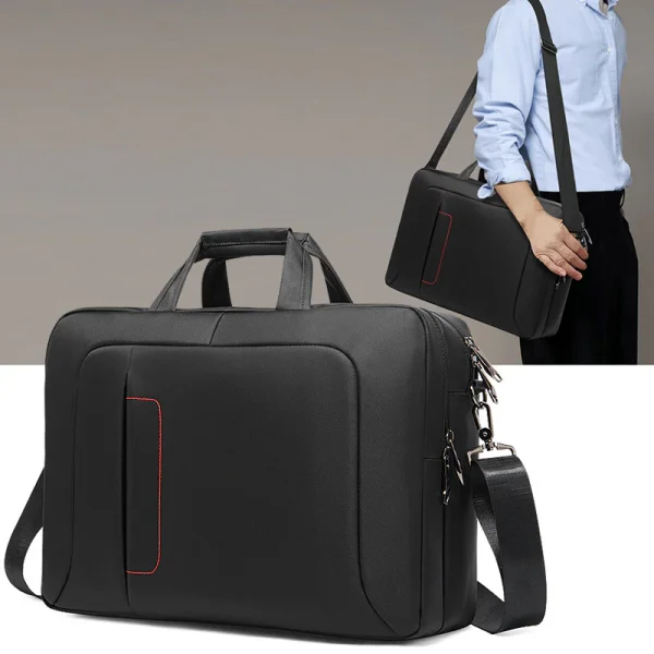 Fashion Nylon Waterproof Black Handbag 15.6-inch Business Briefcase Laptop Computer Bag - Image 4