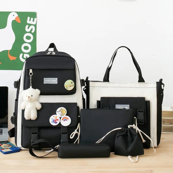Girl’s school backpack for middle school students ins style canvas waterproof gift handbag pen bag wallet school bag - Image 5
