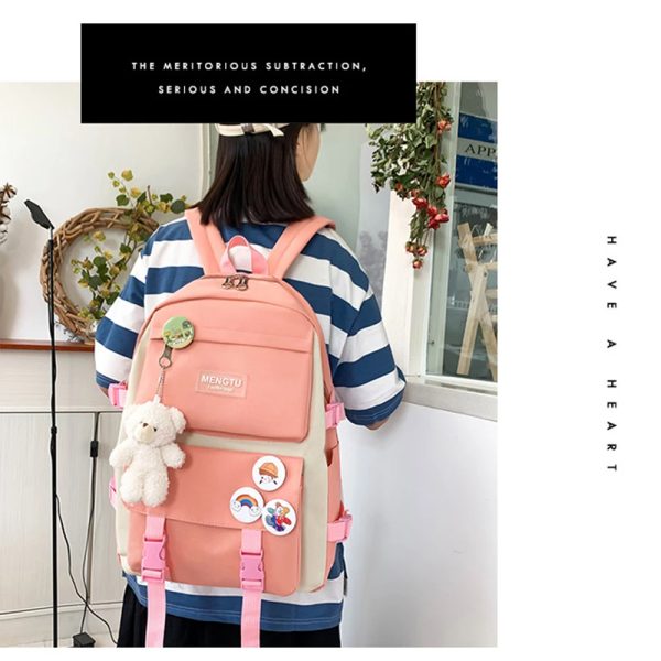 Girl’s school backpack for middle school students ins style canvas waterproof gift handbag pen bag wallet school bag - Image 4