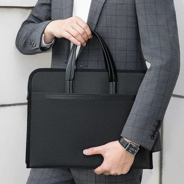 New Men’s Oxford Casual Briefcase Multi-layer A4 Office Zipper Bag Large Capacity Business Handbag - Image 5