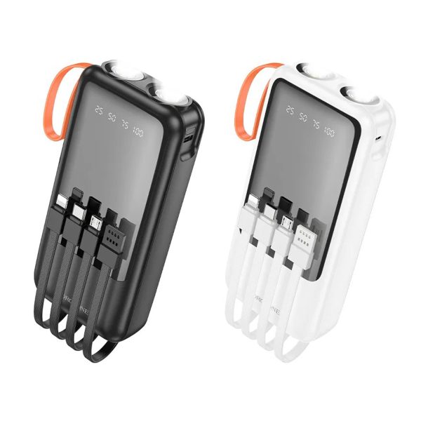 Borofone BJ60A 20000mAh Flashlight Power Bank With 4 Cables IP/Type-C Multiple Outputs Power Supply