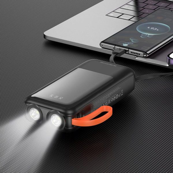 Borofone BJ60A 20000mAh Flashlight Power Bank With 4 Cables IP/Type-C Multiple Outputs Power Supply - Image 5
