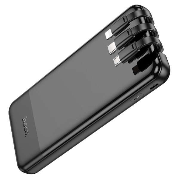 For Hoco J114 All Cable With Type-C, Micro-USB,USB-A port Digital Display 10000mAh Power Bank – Black