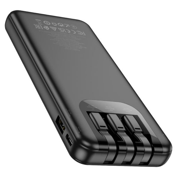 For Hoco J114 All Cable With Type-C, Micro-USB,USB-A port Digital Display 10000mAh Power Bank – Black - Image 3