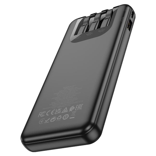 For Hoco J114 All Cable With Type-C, Micro-USB,USB-A port Digital Display 10000mAh Power Bank – Black - Image 4