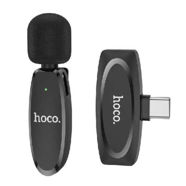 For Hoco L15 iPhone Lightning Crystal Lavalier Wireless Digital Microphone – Black